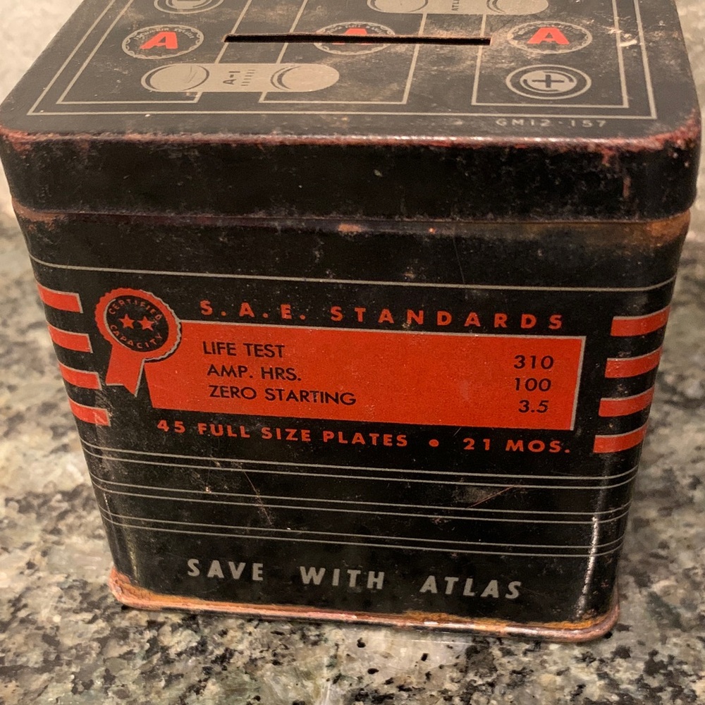 Vintage Atlas Car Battery Promotional Bank filled w/Bazooka Joe Cartoons - Picture 4 of 13